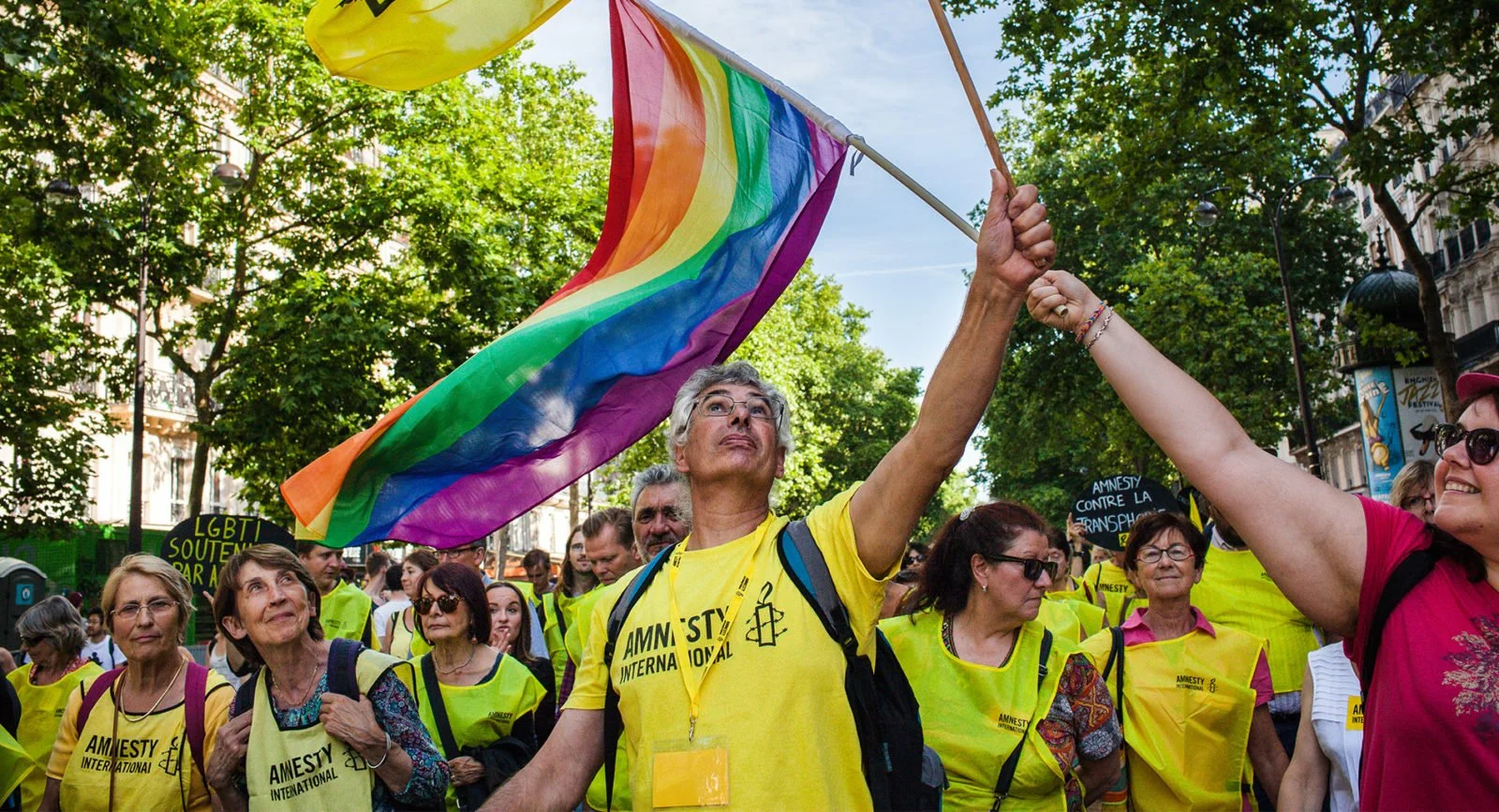 Amnesty International activists taking part in Gay Pride in Paris, June 2015.