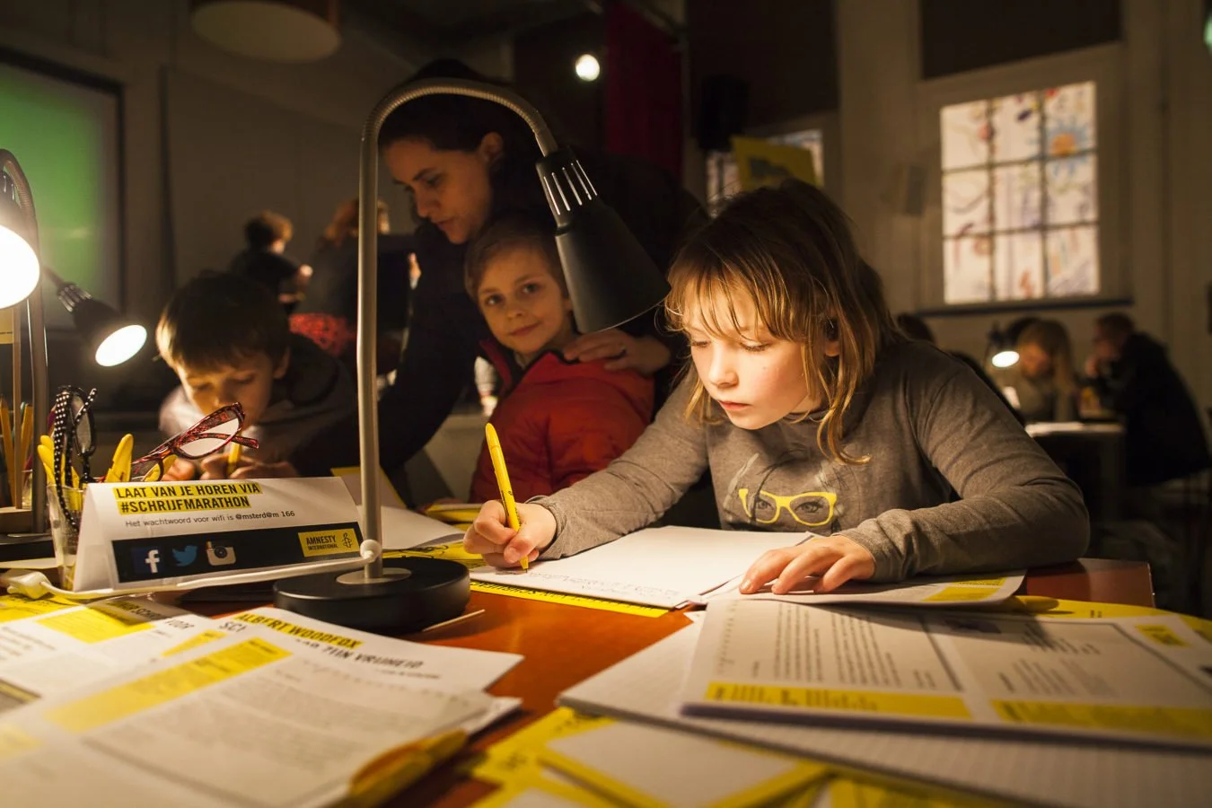 Children writing a letter