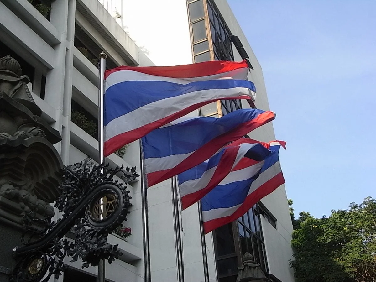 Line of Thailand flags