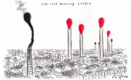 Winner of the 2017 Media Awards Cartoon Category, Cathy Wilcox with 'Low-cost housing, London'