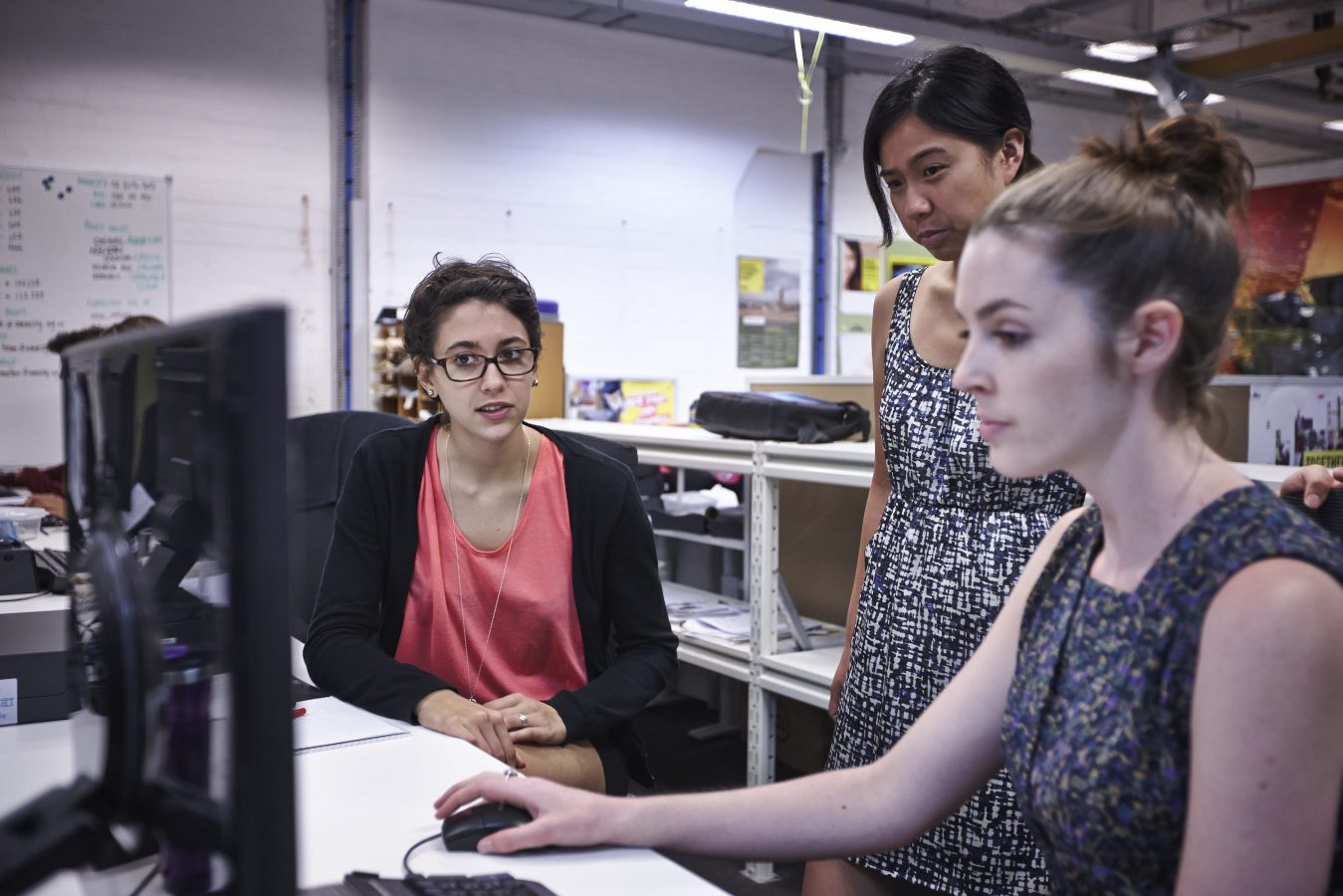 Activists undergo training at a computer