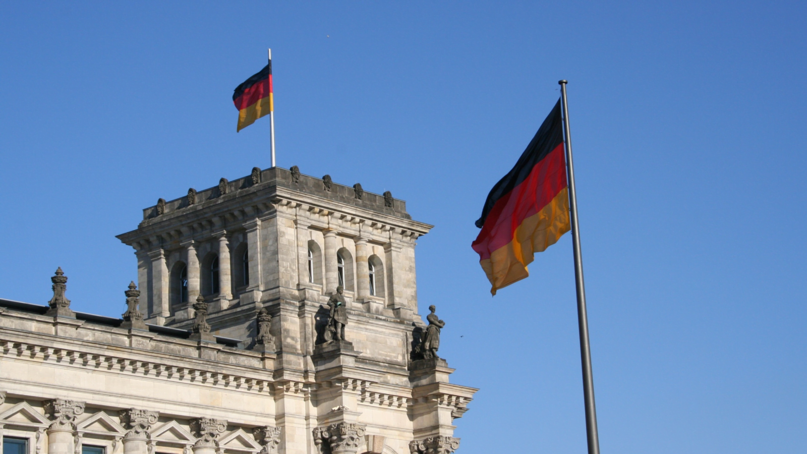 German flags on buildings