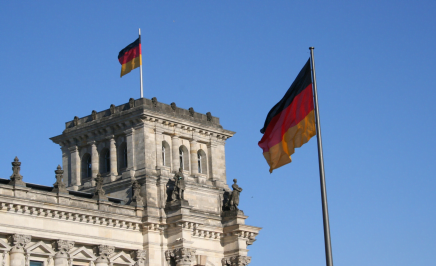 German flags on buildings