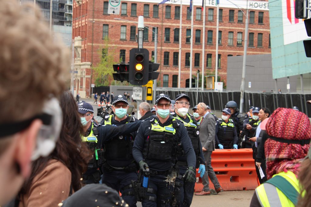 Police with pepper spray