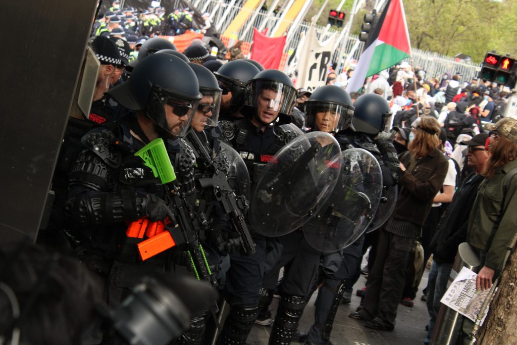 Riot police in full gear